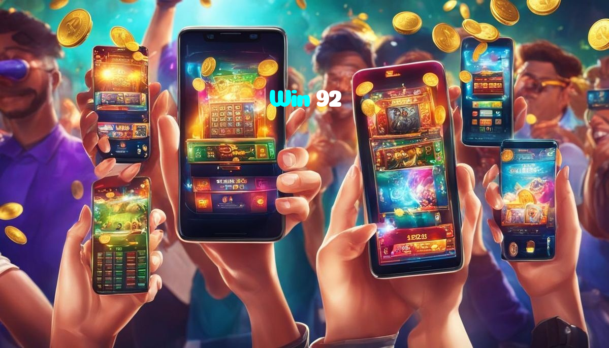 Win 92 casino presented on mobile device in Pakistan with slots and live games